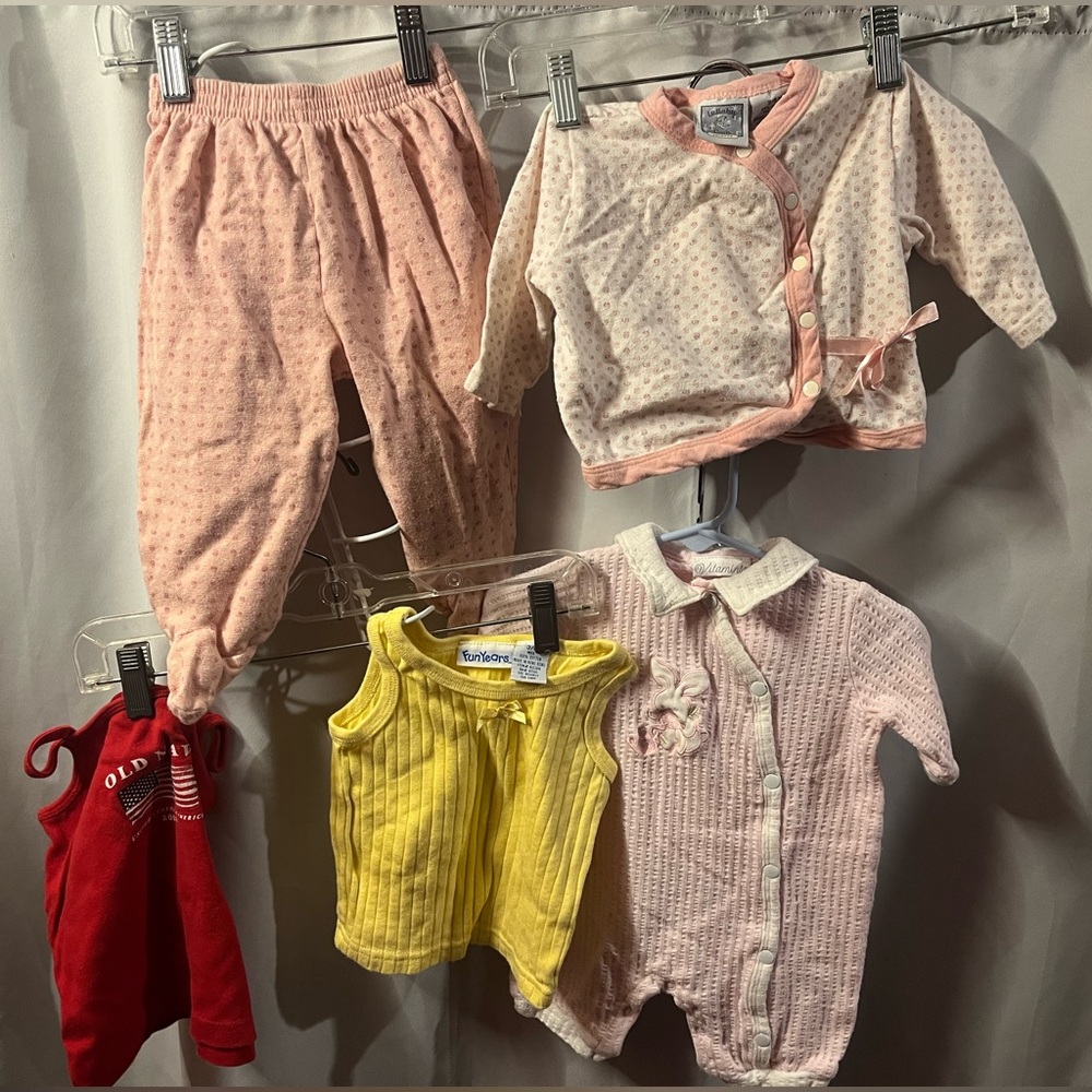 Bundle of 5 Vintage Girl Clothes Sizes from 3M-2T Old Navy Fun Years Layette